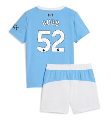 Manchester City Oscar Bobb #52 Hjemmebanetrøje Børn 2025-26 Kortærmet (+ Korte bukser)